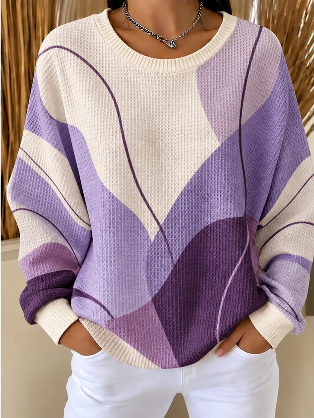Casual Geometric Crew Neck Long Sleeve Sweatshirt