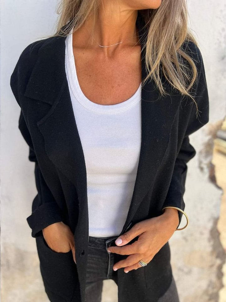 Women's Casual Lapel Neck Jacket With Pockets