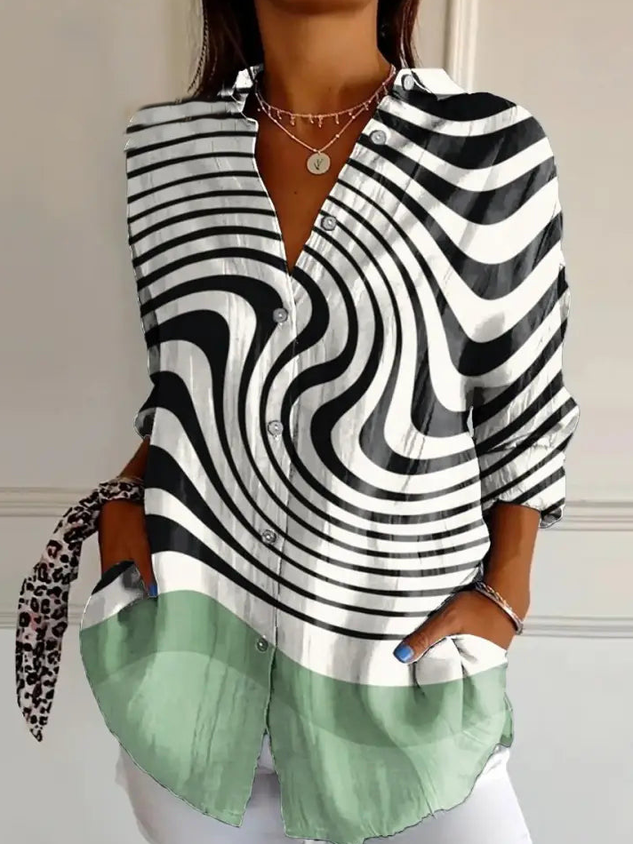 Women's Striped Loose Fit Long Sleeve Shirt