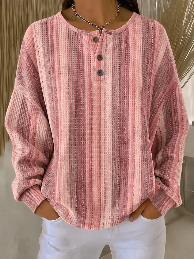Vintage Abstract Henley Collar Long Sleeve Sweatshirt