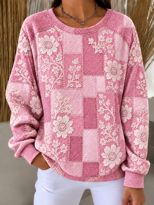 Casual Geometric Crew Neck Long Sleeve Sweatshirt
