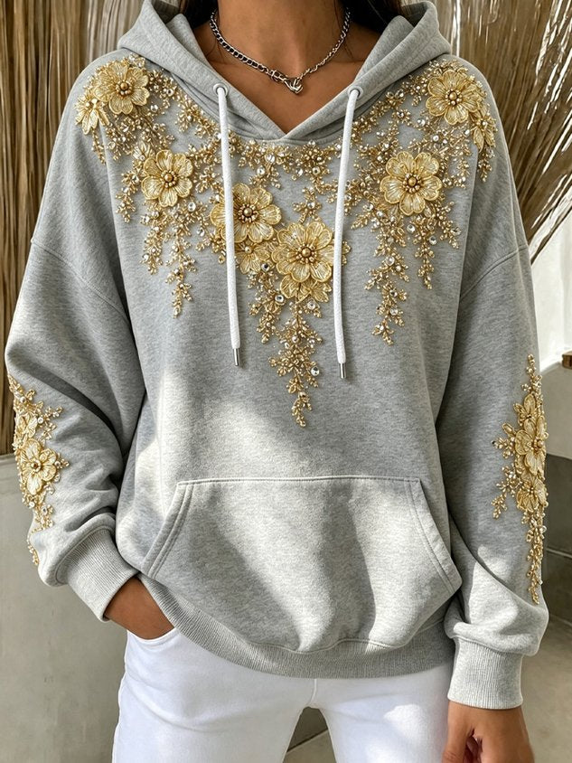 Casual Floral Hoodie Long Sleeve Hoodie