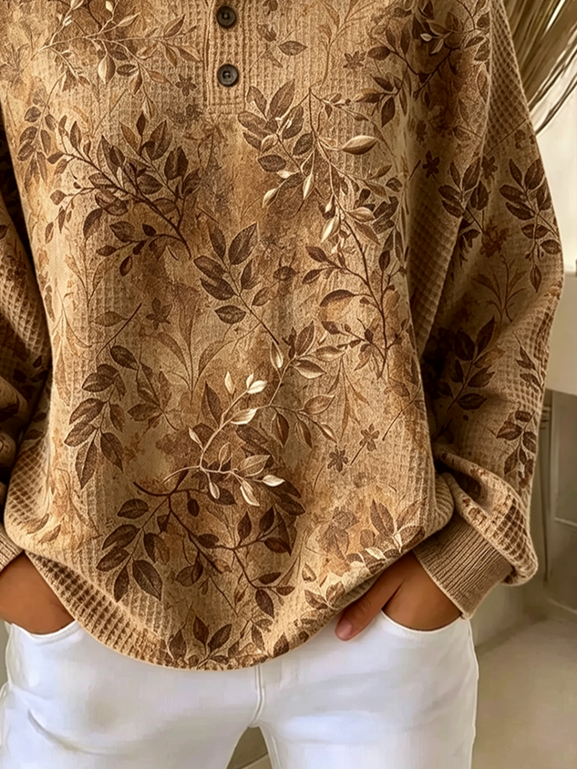 Casual Floral Crew Neck Long Sleeve Sweatshirt