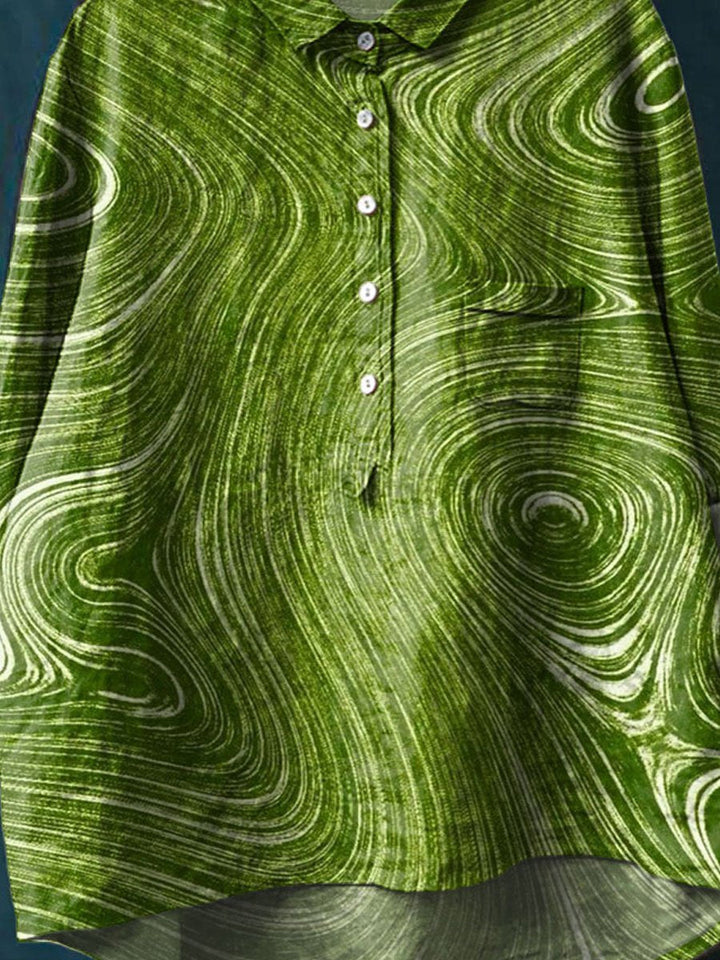 Vintage Striped Pattern Art Print Casual Cotton And Linen Shirt