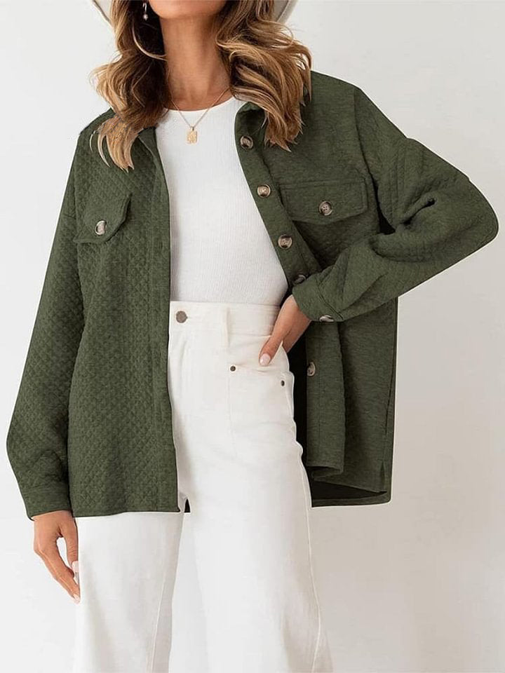 Solid Color Rhomboid Pockets Casual Coat