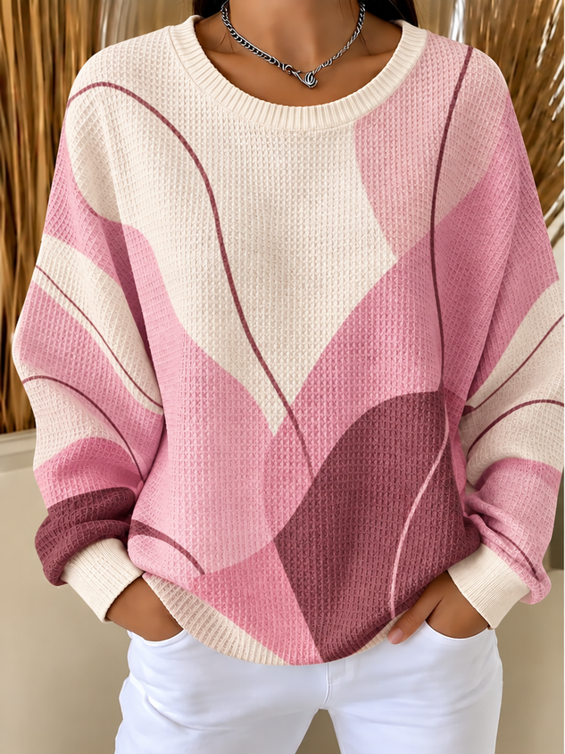 Casual Geometric Crew Neck Long Sleeve Sweatshirt