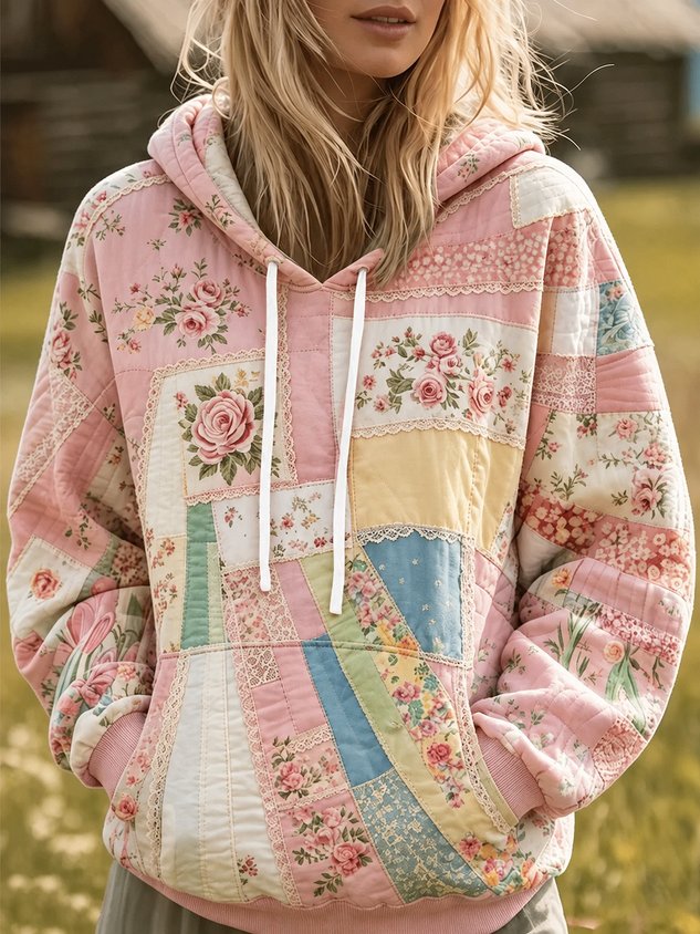 Casual Floral Hoodie Long Sleeve Hoodie