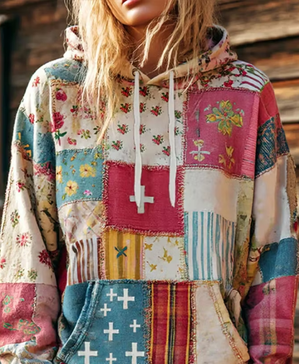 Casual Hooded Floral Sweatshirt