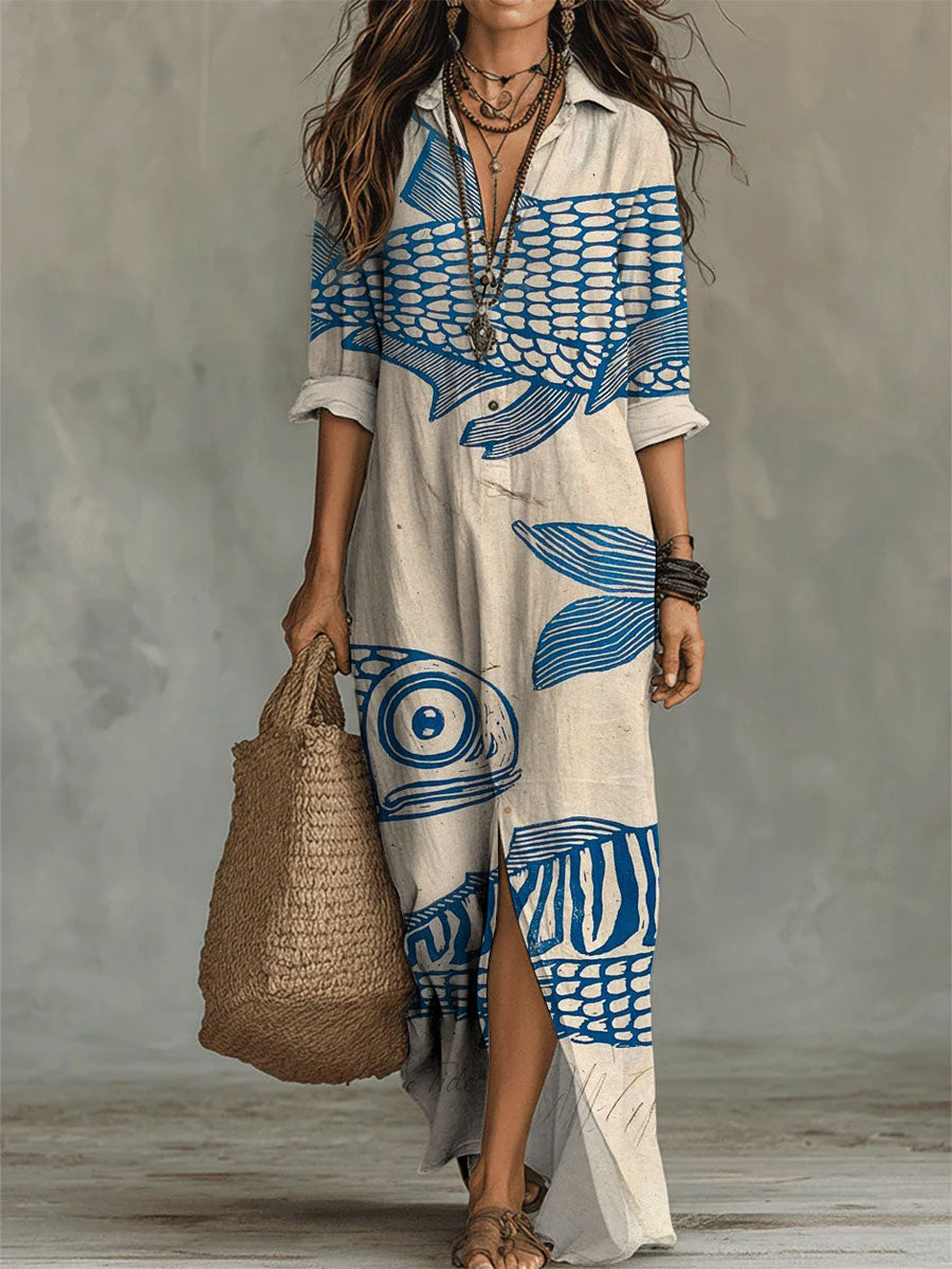 Women's Fish Pattern-printed Casual Long Dress
