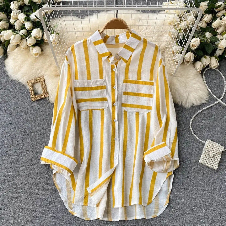 Vertical striped multicolor shirt jacket