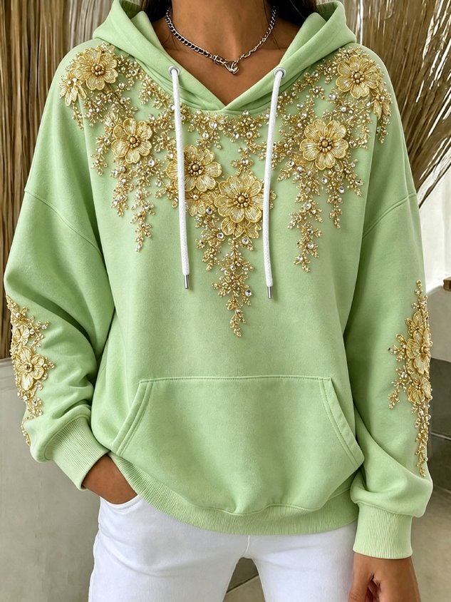 Casual Floral Hoodie Long Sleeve Hoodie