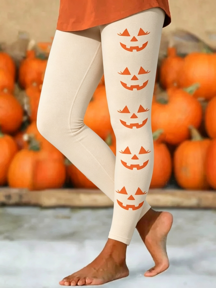 Women Casual Halloween Pumpkin Long Leggings