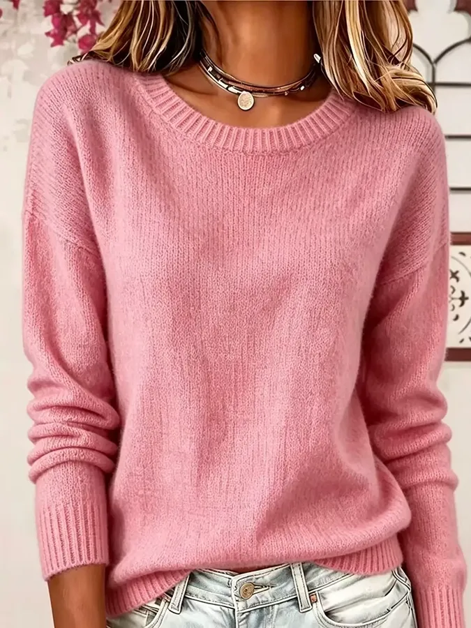 Women Plain Long Sleeve Comfy Casual Printing Sweater
