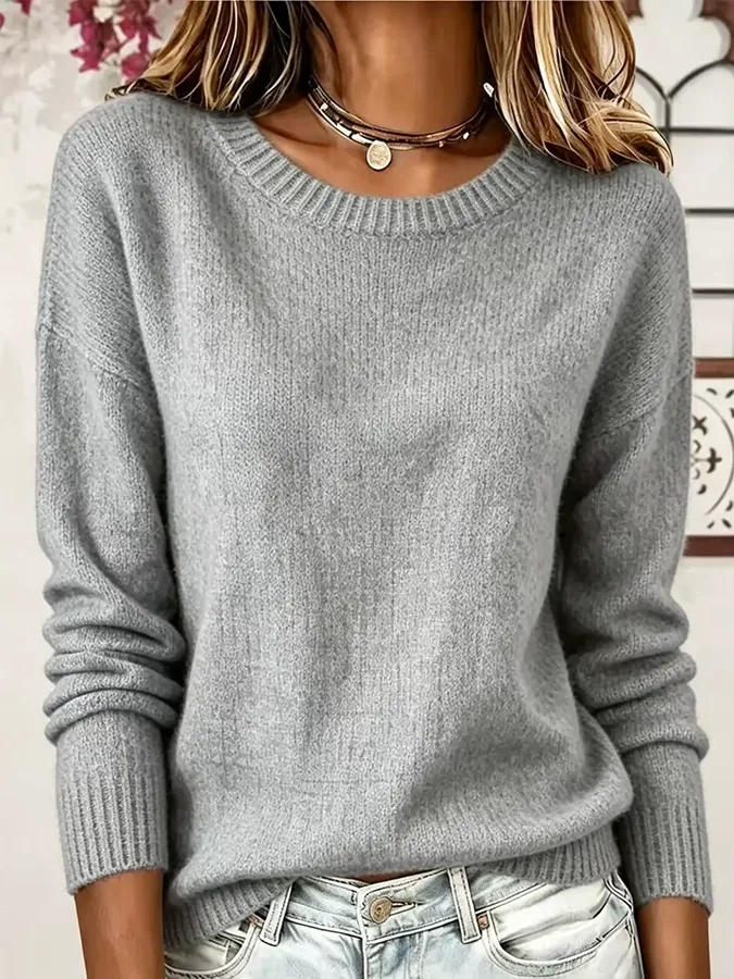 Women Plain Long Sleeve Comfy Casual Printing Sweater