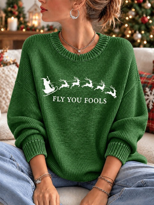 Women's Vintage Christmas Crew Neck Sweater