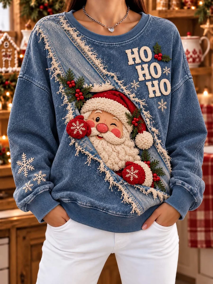 Women's Christmas Santa Claus printed Regular Sweatshirt