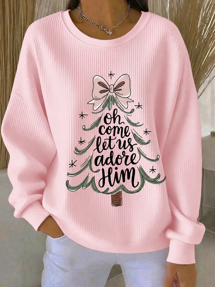 Women's Casual Text Letters Christmas Crew Neck Long Sleeve Sweatshirt