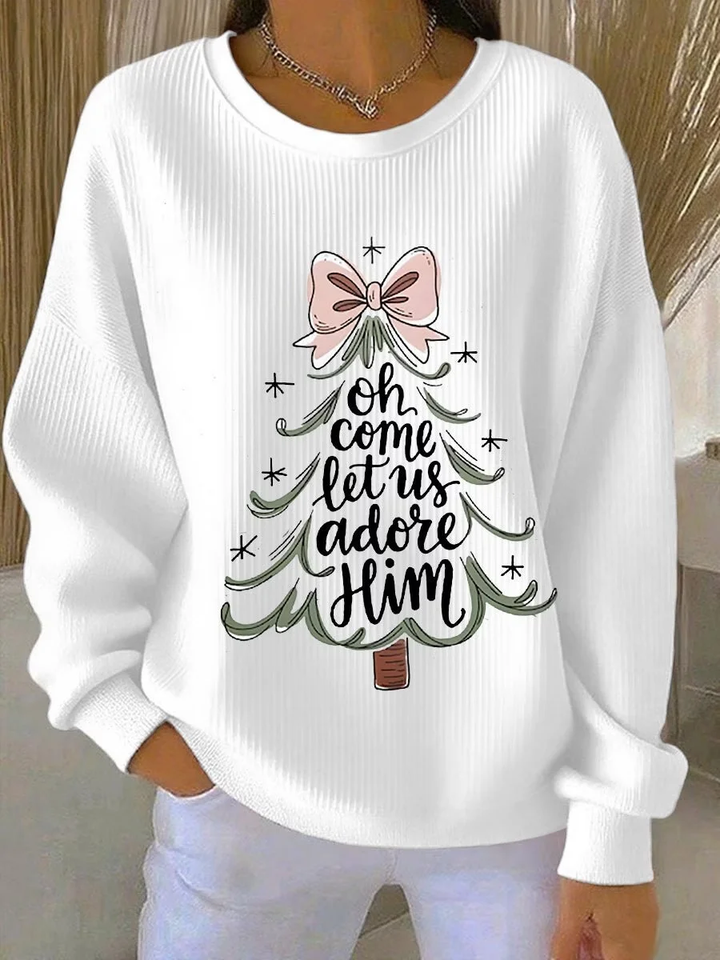 Women's Casual Text Letters Christmas Crew Neck Long Sleeve Sweatshirt