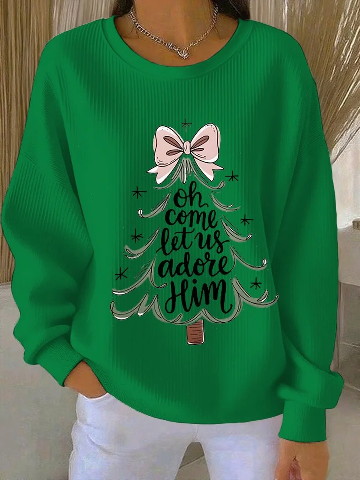 Women's Casual Text Letters Christmas Crew Neck Long Sleeve Sweatshirt