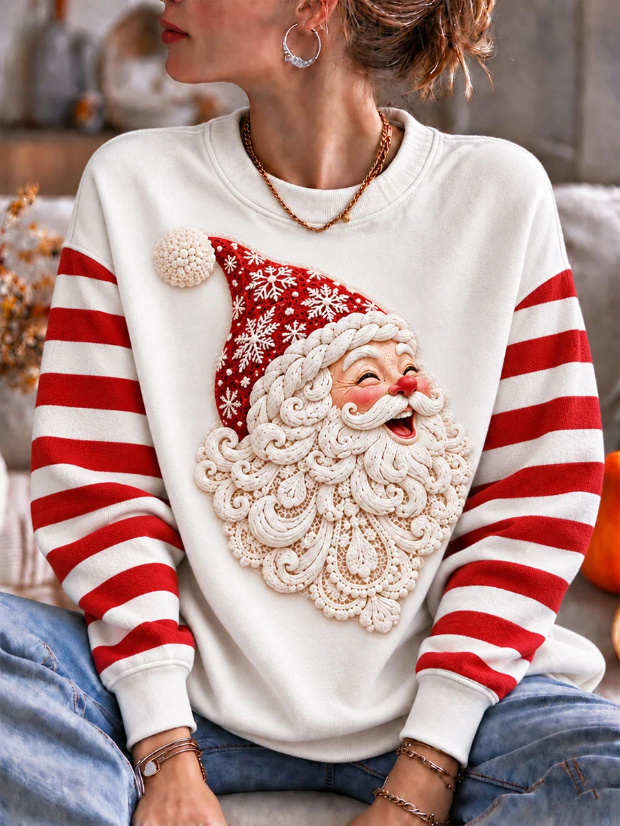 Women's Christmas Santa Print Long Sleeve Sweatshirts