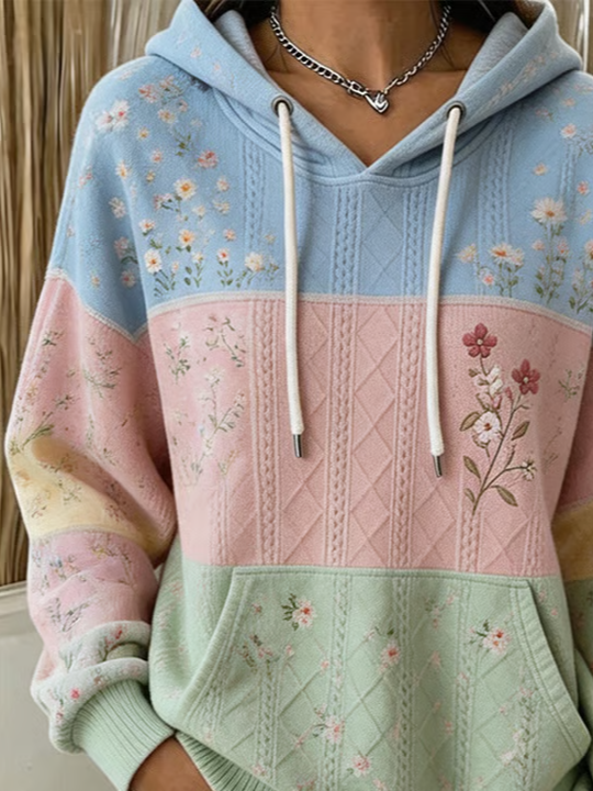 Casual Floral Hoodie Long Sleeve Hoodie