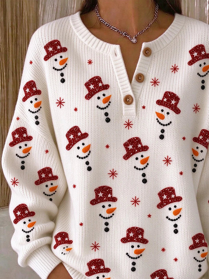 Christmas Snowman Printing Vintage Regular Fit Sweatshirt
