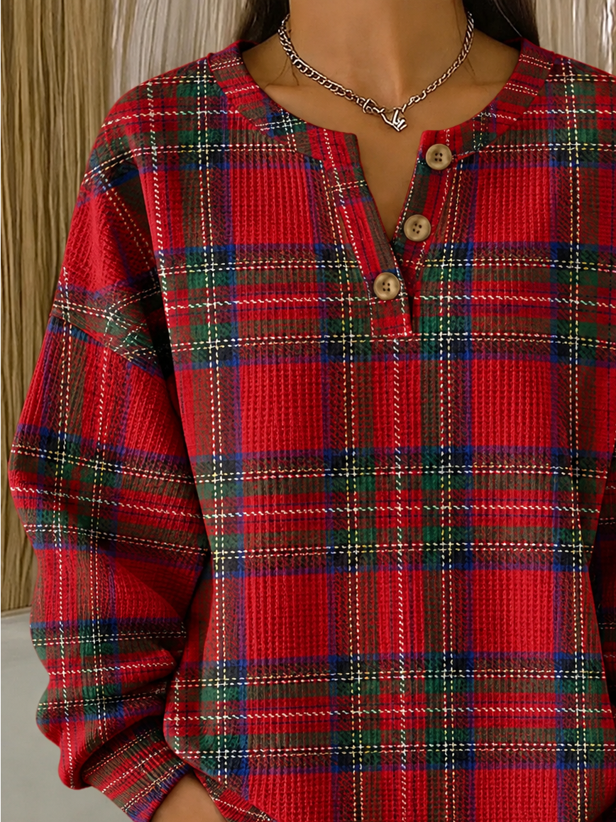 Regular Fit Casual Henley Collar Sweatshirt