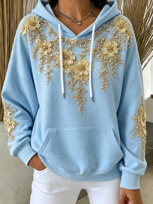 Casual Floral Hoodie Long Sleeve Hoodie