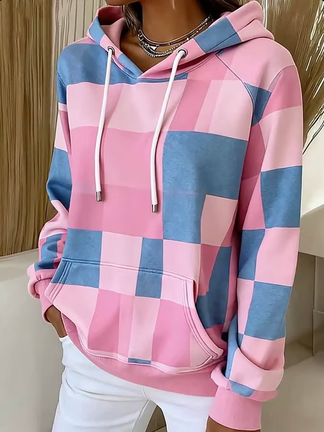 Casual Hooded Geometric Sweatshirt