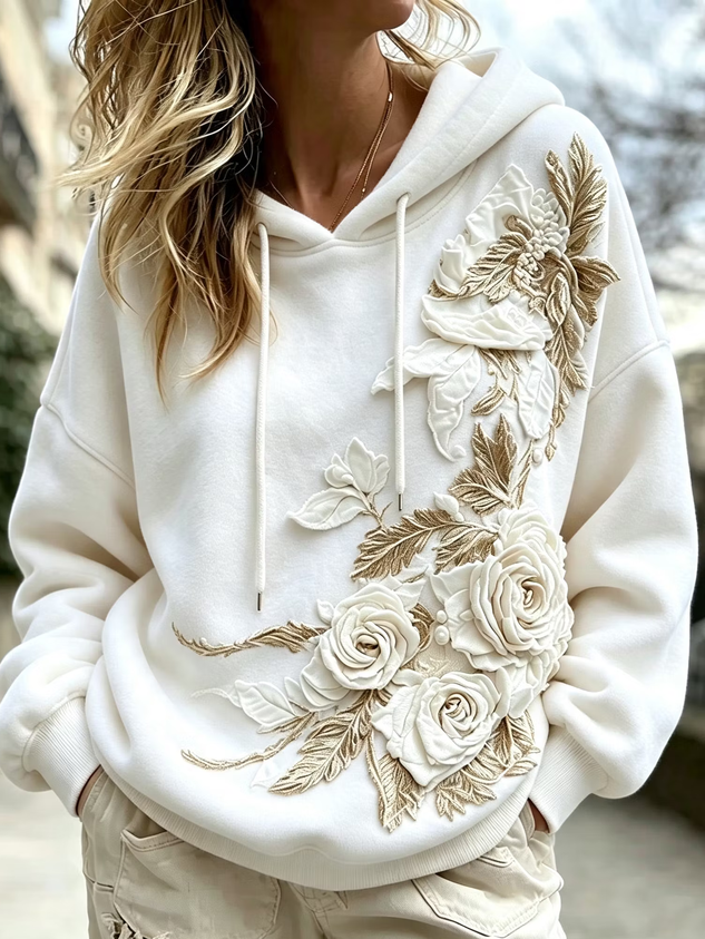 Casual Floral Hoodie Long Sleeve Hoodie