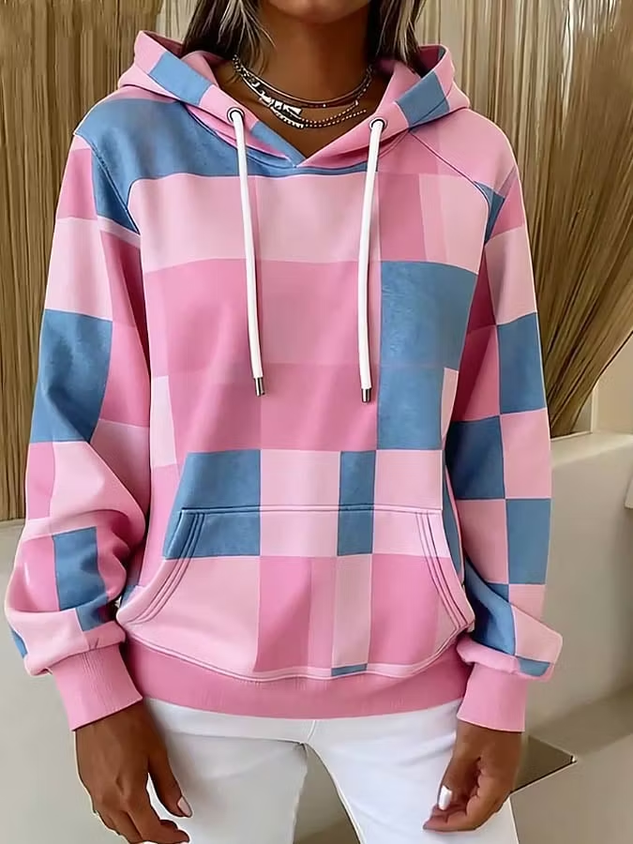 Casual Hooded Geometric Sweatshirt