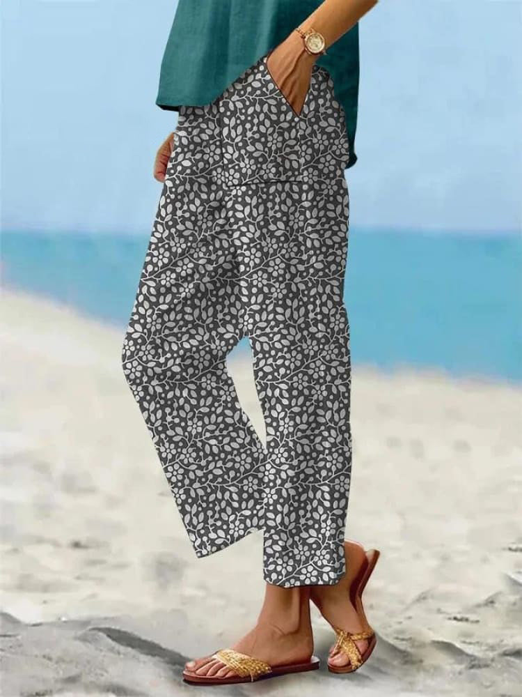 Women's Vintage Floral Art Printed Casual Pants