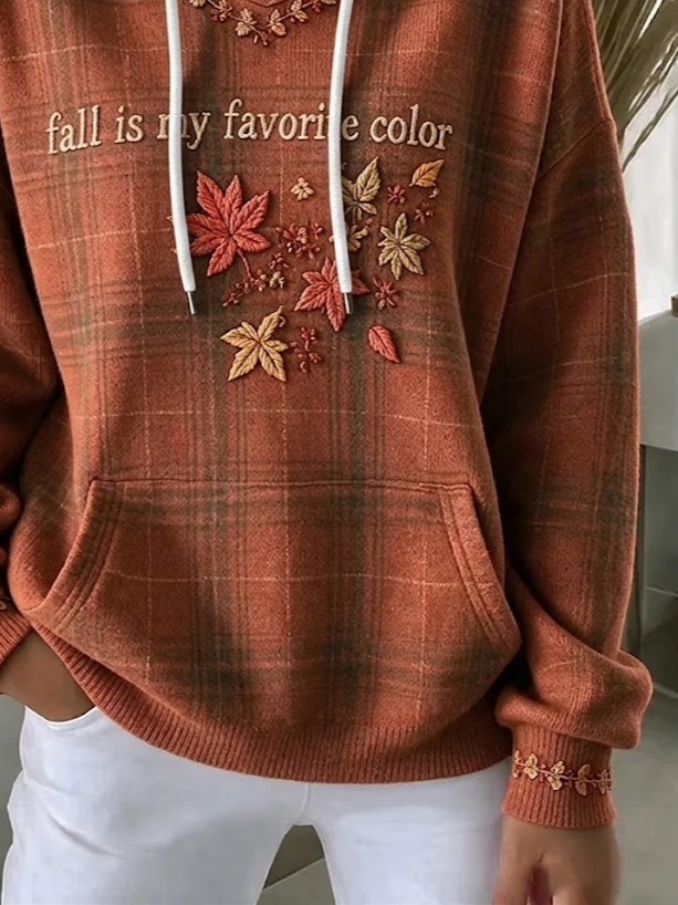 Casual Plaid Hoodie Long Sleeve Hoodie