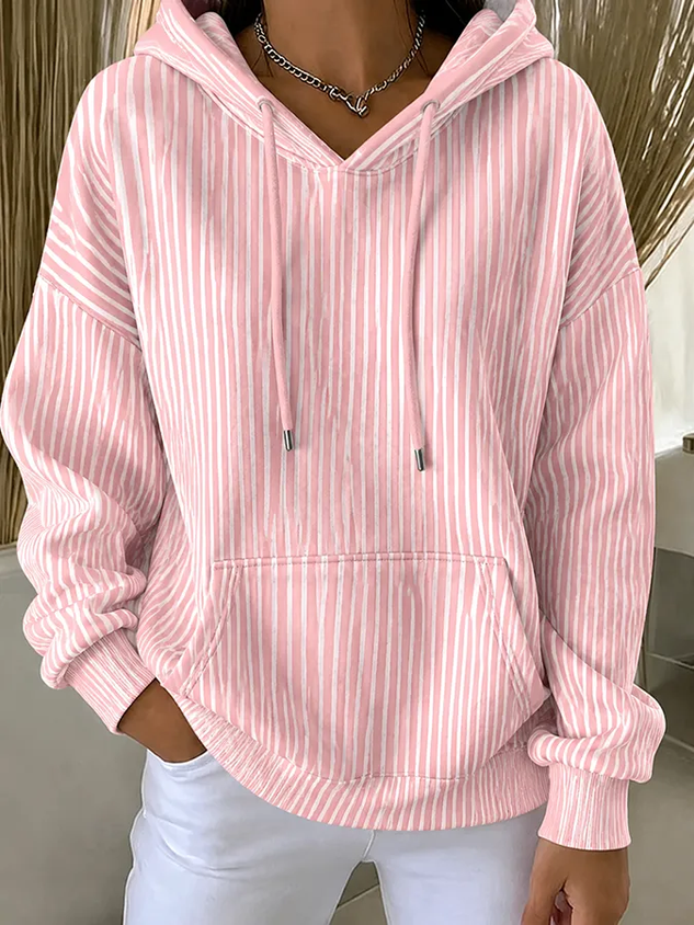 Casual Striped Hoodie Long Sleeve Hoodie