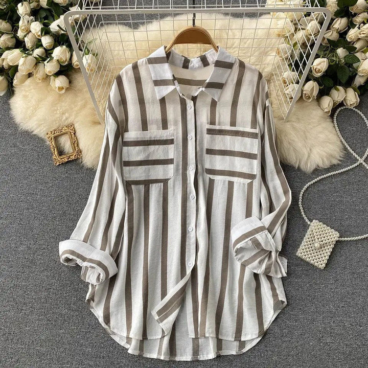 Vertical striped multicolor shirt jacket