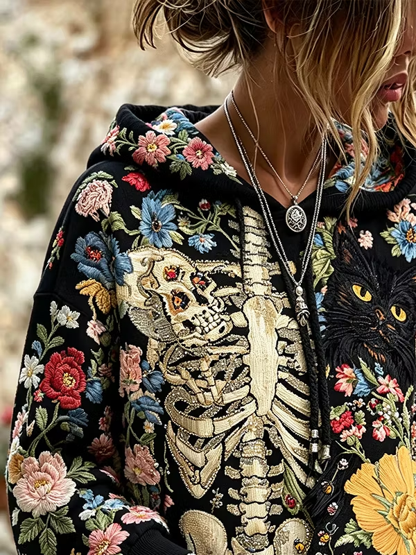 Casual Floral Hoodie Long Sleeve Hoodie