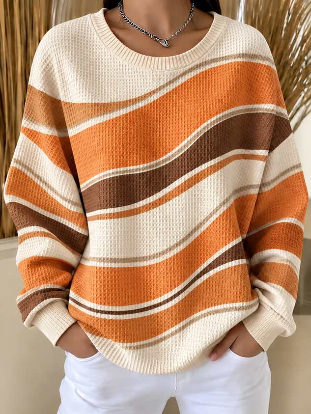 Casual Geometric Crew Neck Long Sleeve Sweatshirt