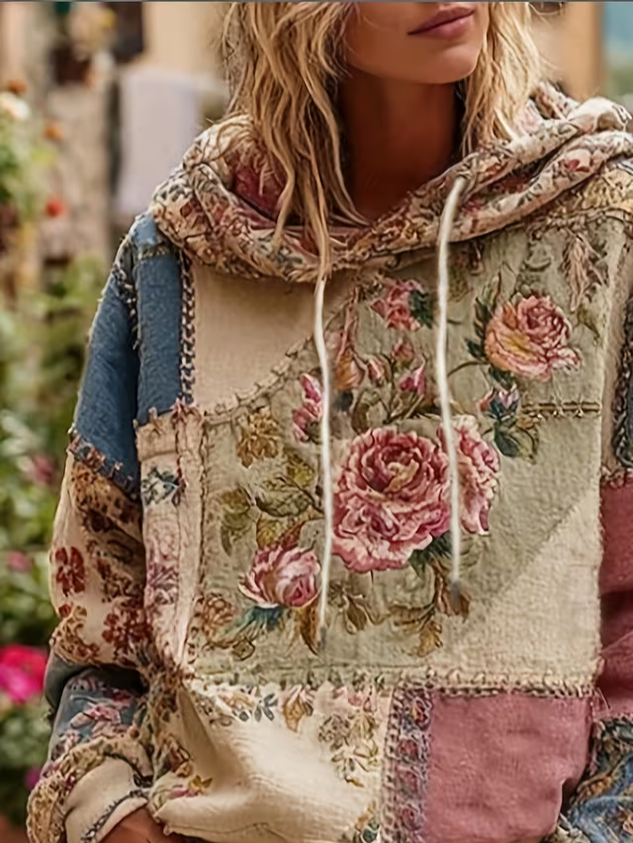 Casual Floral Hoodie Long Sleeve Hoodie