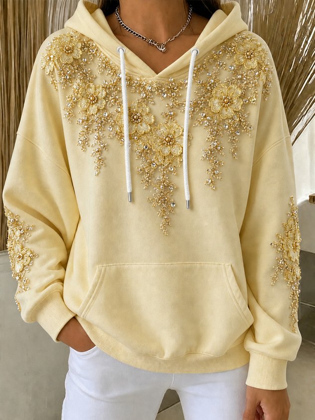 Casual Floral Hoodie Long Sleeve Hoodie