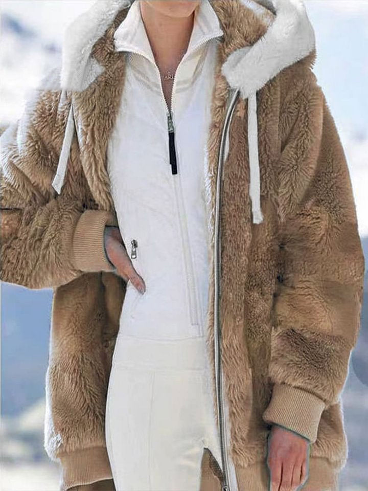 Women's Casaul Winter Warm Cosy Fluffy Long Sleeve Coat