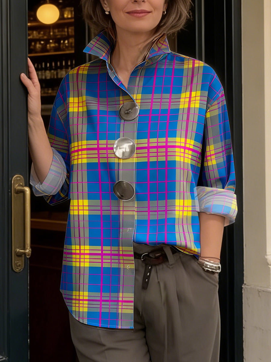 Women's Plaid Print Simple Cotton Shirt