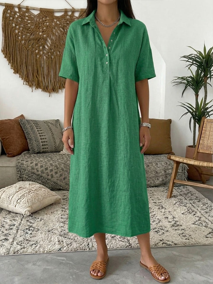 Women¡¯s Cotton Linen Polo Dress ¨C Casual Short Sleeve Summer Dress